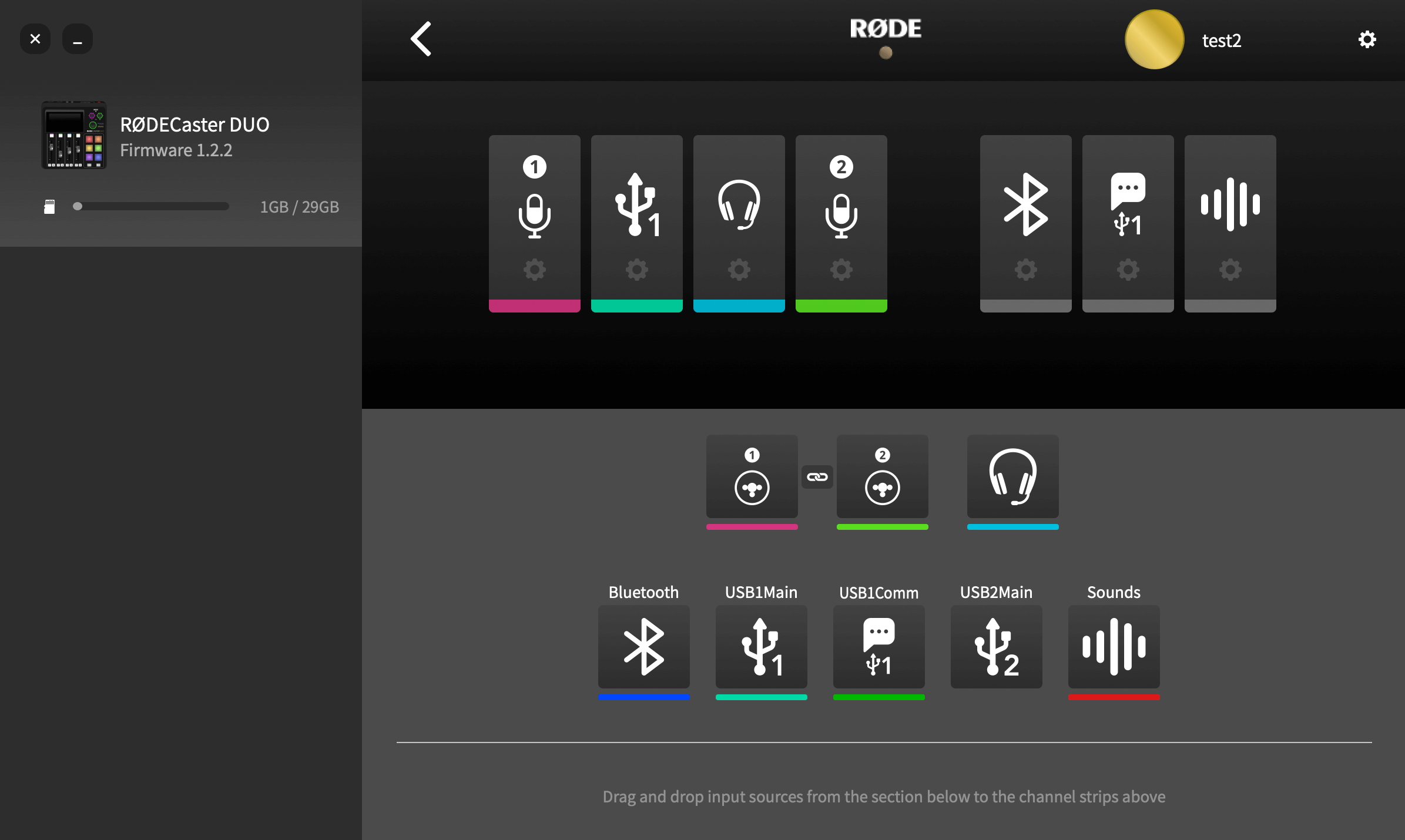 RØDECaster Duo audio setup via RØDE Central